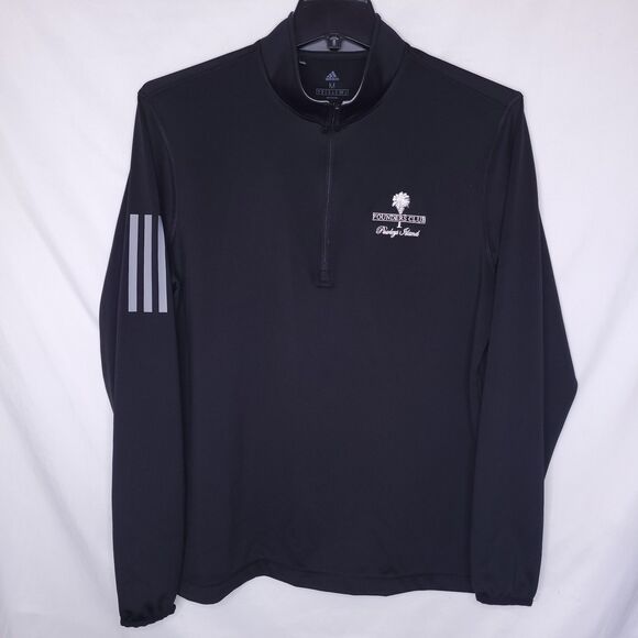 Adidas Jacket Mens Medium Black 1/4 Zip Pullover Performance - Picture 1 of 11